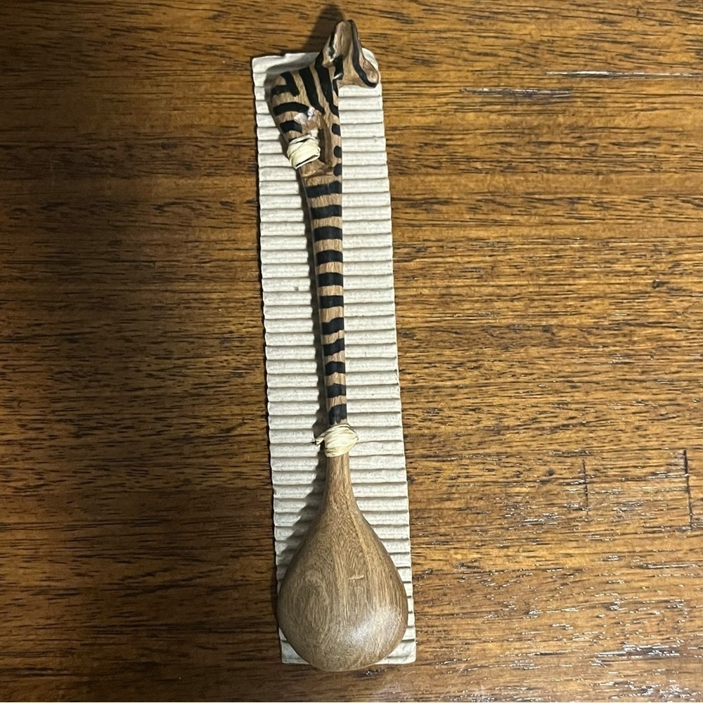 Hand carved small zebra wooden spoon.